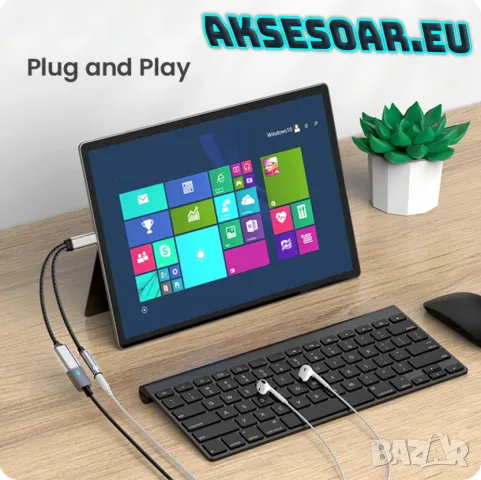 Преходник от USB C към 3,5 мм Aux жак за слушалки и адаптер за зарядно USB C с PD 60 W бързо зарежда, снимка 14 - Слушалки, hands-free - 49740619