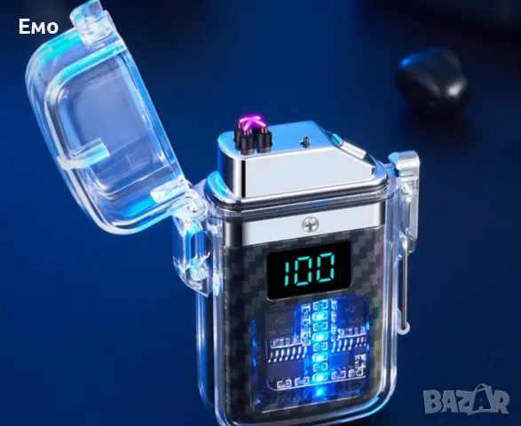 Елегантна прозрачна ветроустойчива - Запалка с LED светлинки, снимка 4 - Запалки - 48229306