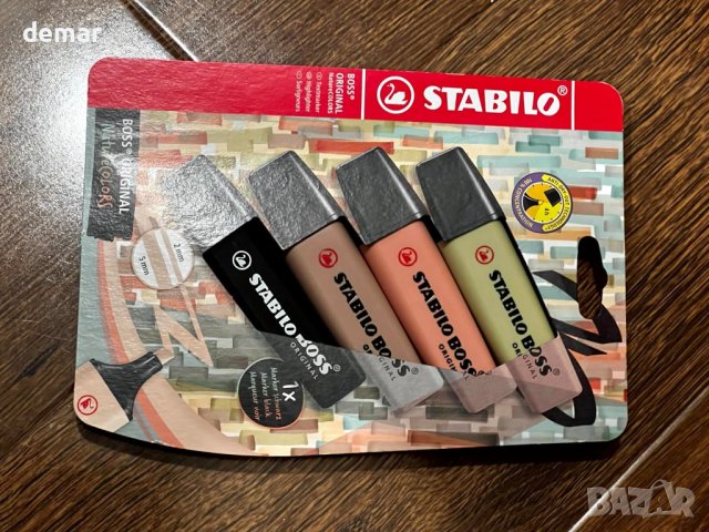 Маркери хайлайтър - STABILO BOSS ORIGINAL NatureCOLORS - 4 бр.- Кално зелено, Сиена, Умбра, Черно, снимка 10 - Ученически пособия, канцеларски материали - 43440329