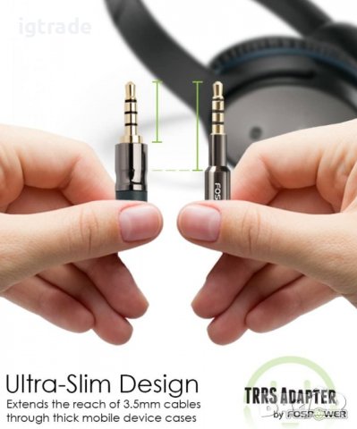 FosPower адаптер 3.5mm мъжко към 3.5mm женско  TRRS AUX стерео аудио адаптер, снимка 4 - Други - 39304532