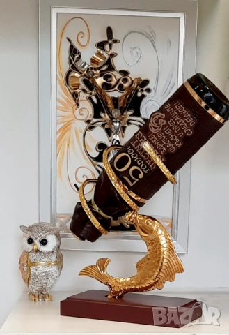 Оригинален подарък за Никулден със златна риба и бутикови чаши за вино, снимка 6 - Подаръци за юбилей - 52579194