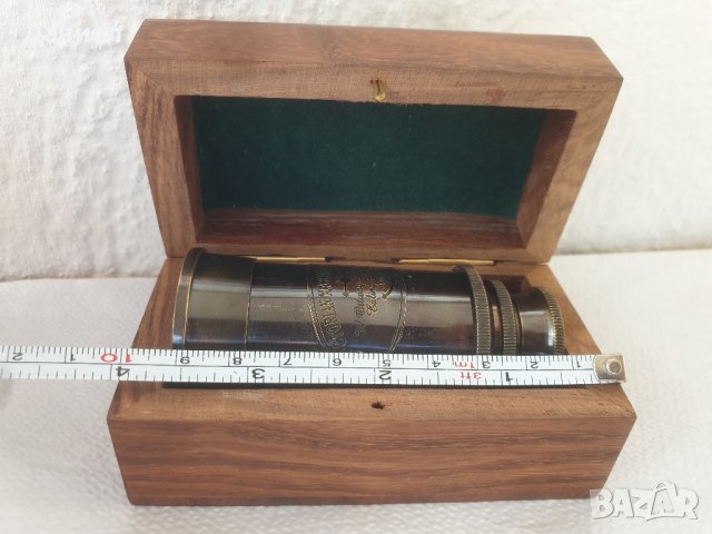 Бронзов далекоглед в дървена кутия , снимка 6 - Морски сувенири - 43052065
