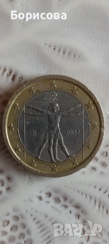 Монета 1 евро от 2002г Италия
