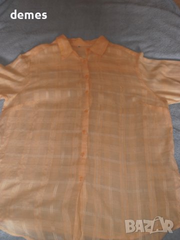 Фина дамска блуза опал къс ръкав, портокалов цвят, размер 48, снимка 6 - Корсети, бюстиета, топове - 37916979