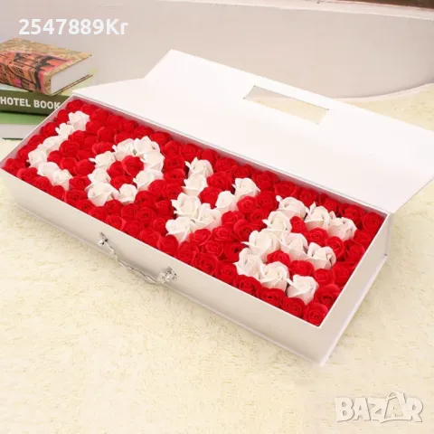 Голяма подаръчна кутия с вечни 520 рози - LOVE BUKET R±W, снимка 2 - Други - 50089530