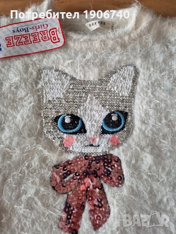 Пухкави детски пуловери с коте , снимка 4 - Детски Блузи и туники - 52660805