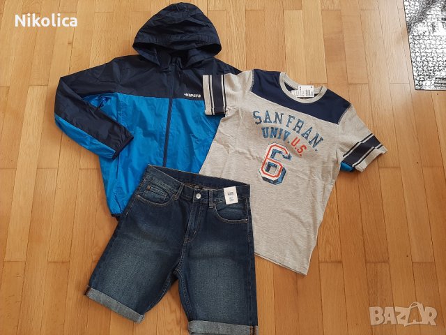 Детски къс панталон H&M, блузи H&M, лятно яке Kipsta, за 12г.момче.НОВИ., снимка 7 - Детски комплекти - 28133546