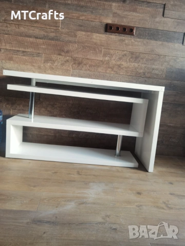 Въртящо се бюро и ТV шкаф 2 в 1 бял гланц разтегателно, снимка 2 - Бюра - 53583554