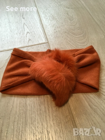 Лента за глава 3 цвята с естествен косъм заек, снимка 5 - Шапки - 52102377