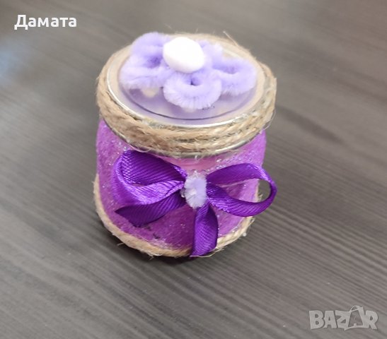 Малки, декорирани бурканчета с чаена свещ , снимка 5 - Декорация за дома - 39897965