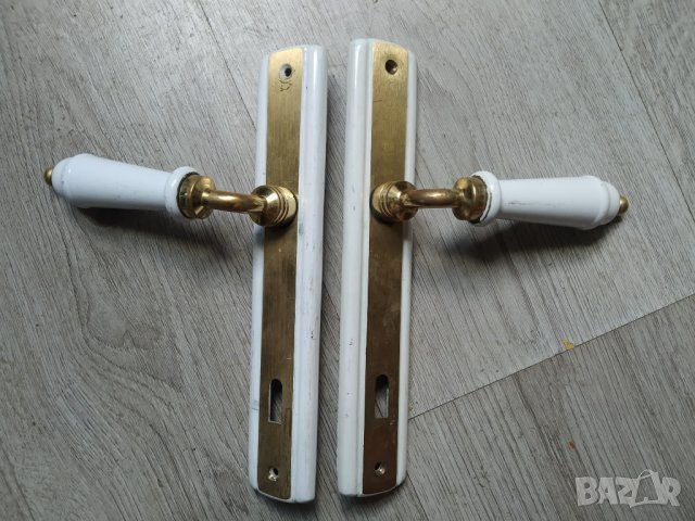 стари месингови дръжки за врата с шилд-комлект