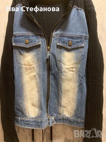 Уникално дънково сафари  яке жилетка избелено, снимка 2 - Якета - 32227501