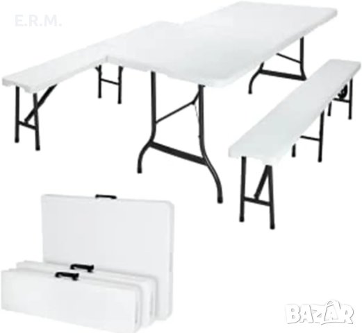 Комплект маса с пейки сгъваеми градински мебели за къмпинг излет риболов кетъринг пейка, снимка 8 - Къмпинг мебели - 43242568