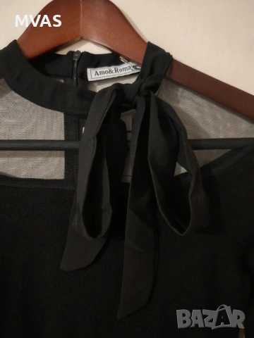 Нова черна рокля с дълъг ръкав S-M размер, снимка 3 - Рокли - 53102455