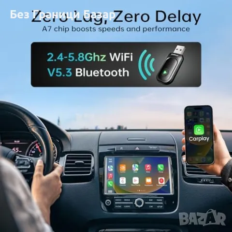Нов Безжичен CarPlay адаптер - Plug & Play за автомобили 2017+ коли, снимка 6 - Друга електроника - 48758841