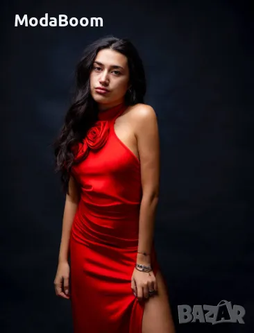Дълга червена дамска рокля , снимка 2 - Рокли - 48371838