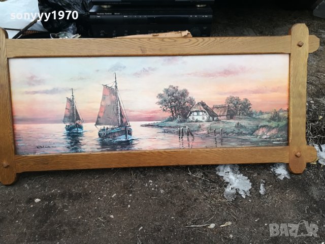 ГОЛЯМА КАРТИНА С ЯКА РАМКА ОТ ГЕРМАНИЯ 1301241637, снимка 3 - Антикварни и старинни предмети - 43790639