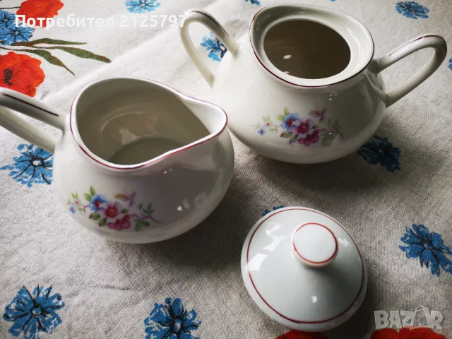 Лот порцеланови латиера (каничка) и захарница, снимка 4 - Антикварни и старинни предмети - 49798146