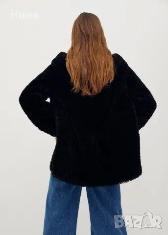 Пухкаво черно палто Mango, снимка 6 - Палта, манта - 43623489