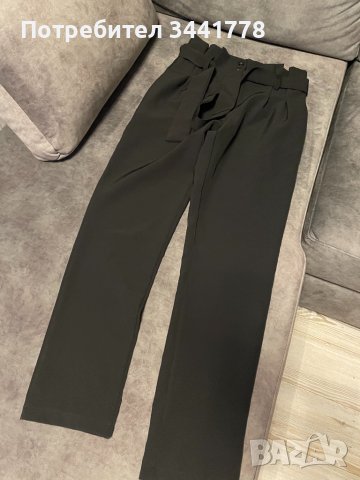 черен  панталон  с висока талия и колан, снимка 2 - Панталони - 37410284