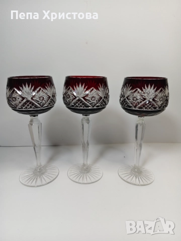 Чаши  чешки кристал Бохемия, снимка 5 - Чаши - 52655223