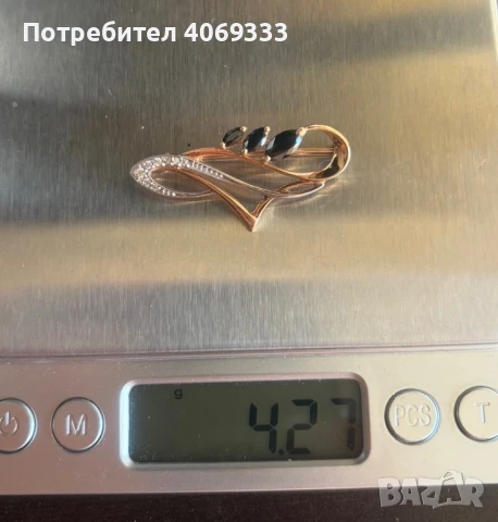 Златна Руска  брошка 4.27гр 14карата, снимка 4 - Колиета, медальони, синджири - 51412308