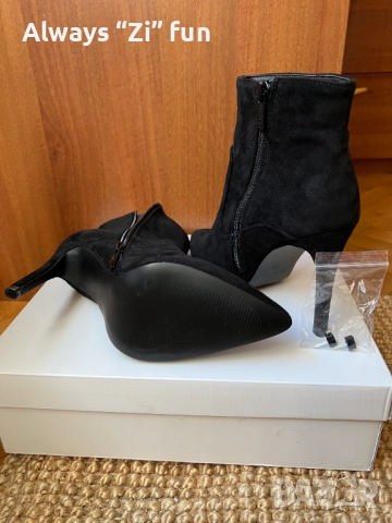 Елегантни черни боти на висок ток Jenny Fairy имитация велур