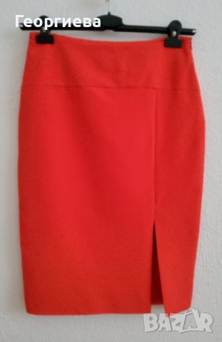 Стилна пола в цвят мандарина, снимка 1