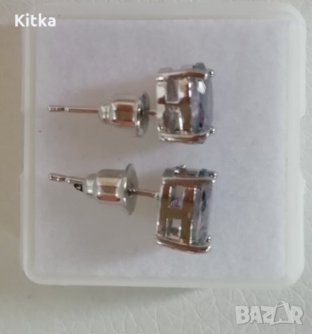 Обеци със сапфир в преливащ цвят, снимка 3 - Обеци - 31568526