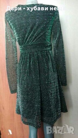 Нова рокля в зелено и сребристо ГО до 100см.🍀❤S/M,M❤🍀арт.4318, снимка 4 - Рокли - 37045843