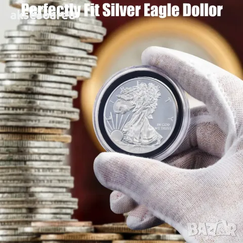 10 бр. прозрачни кръгли кутии за монети от 15 до 50 мм пластмасови капсули за съхранение клипси пред, снимка 4 - Нумизматика и бонистика - 47605833