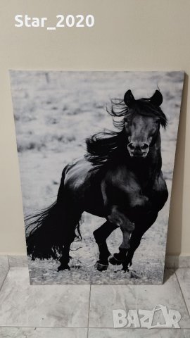 Светеща картина с LED осветление - черен кон 🐎