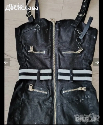 Дънков гащеризон с сребристи частици, снимка 2 - Гащеризони - 53391486