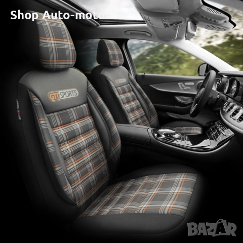 К-т Луксозна Тапицерия Automat-OTOM, Текстил с еко кожа, GTI SPORTS Design, Черна с оранжев шев, снимка 3 - Аксесоари и консумативи - 52793103