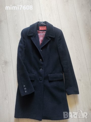 Черно вталено вълнено палто , снимка 1 - Палта, манта - 43930926