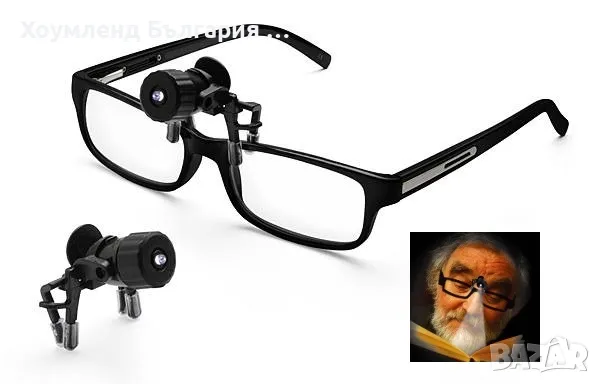 Светлина за четене-мини ЛЕД фенерче с щипки за поставяне на очила