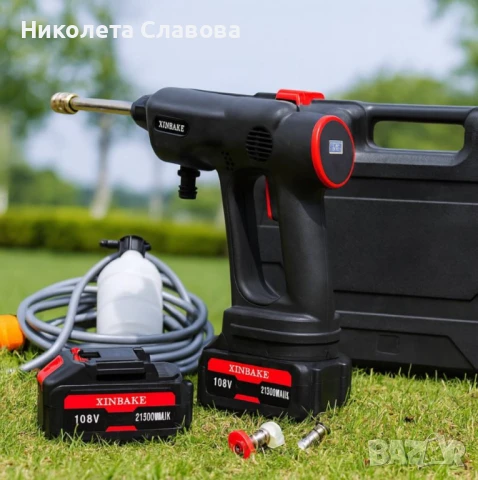 Акумулаторна водоструйка 48V – Пистолет за миене с LCD дисплей и 6 режима, снимка 1