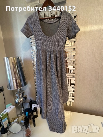 Рокля, асиметрична, пепит, снимка 2 - Рокли - 51632670