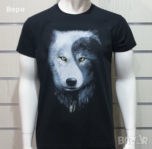 Нова мъжка тениска с дигитален печат Вълк ИН и ЯН, Серия вълци, снимка 1 - Тениски - 27829095