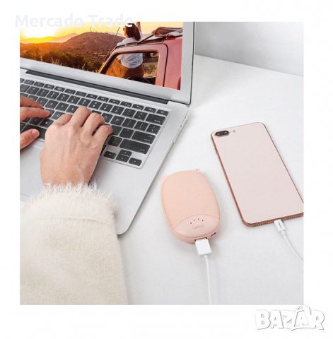 Преносима батерия Mercado Trade, Мини нагревател за ръце, USB, Розов, снимка 3 - Външни батерии - 39662247