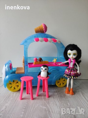 Комплект камион за сладолед и кукла пингвин и любимец. Енчантималс Enchantimals  35лв., снимка 11 - Кукли - 37446504