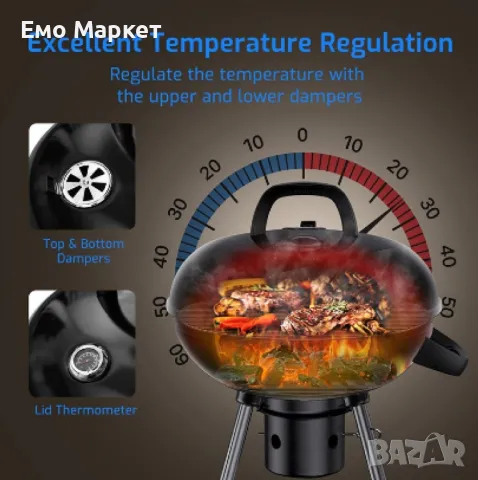Барбекю Muhler A-K17F с капак 48x43xH73.5cm, снимка 4 - Барбекюта - 49248710