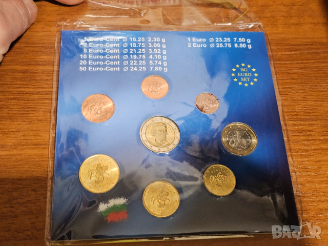 Колекция  нови български евро  монети 1 евро  2 евро 50 цента 20 цента 10 цента  5  цента 2 цента 1 