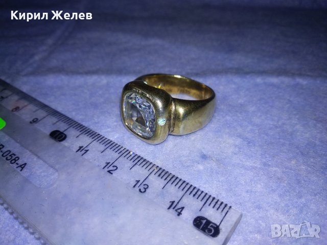 СТАР ПОЗЛАТЕН МЕДЕН СКЪПОЦЕНЕН РЯДЪК КУХ ПРЪСТЕН с ПЪЛНЕЖ от ЗЕЛЕНА ЕМАЙЛ-ПАСТА За КОЛЕКЦИЯ 19652, снимка 6 - Антикварни и старинни предмети - 39759914