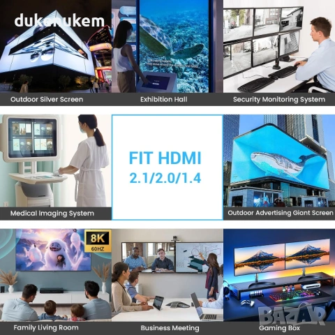 HDMI 2.1 кабел 48Gbps – 1 м, 8K/4K 240Hz, Ultra High Speed, снимка 8 - Кабели и адаптери - 53172391