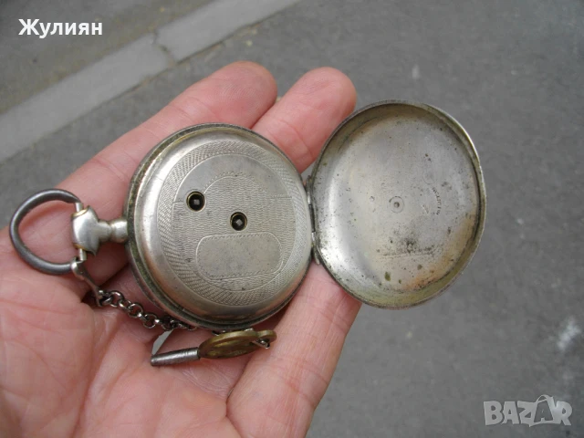 СТАР СРЕБЪРЕН ДЖОБЕН ЧАСОВНИК С КЛЮЧЕ, снимка 8 - Антикварни и старинни предмети - 50996279