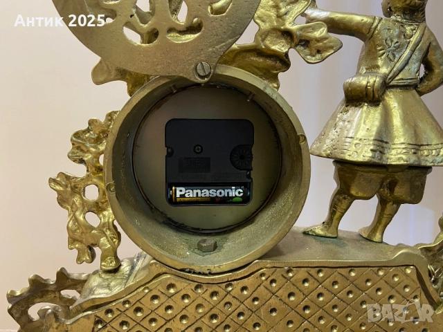 Винтидж бронзов каминен часовник с фигура на момиче, снимка 5 - Антикварни и старинни предмети - 52501460