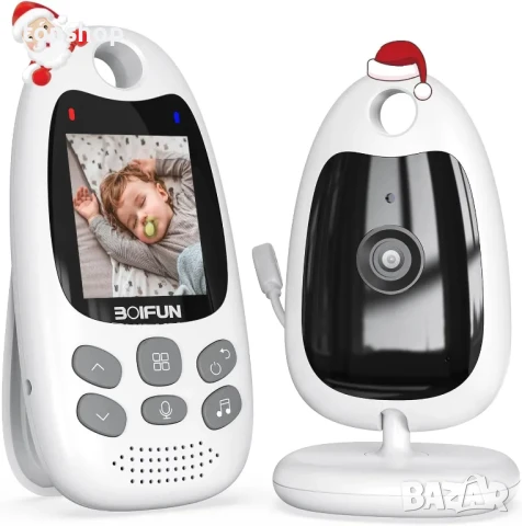Бебефон BOIFUN ECO VOX без WiFi, нощно виждане, разговори, песни, напомняне за хранене, температура
