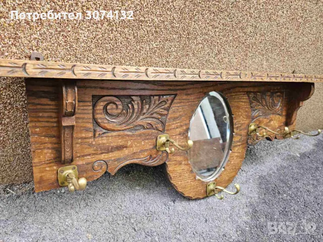 Закачалка с дърворезба и кристално огледало , снимка 2 - Закачалки - 49104498
