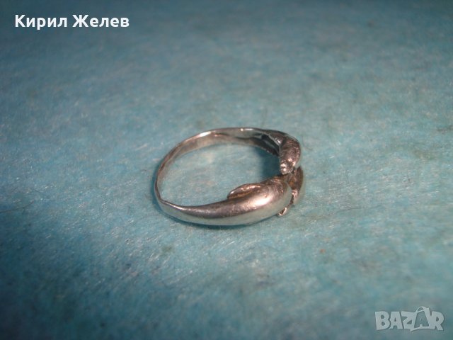 ДЕЛФИНИ - СТАР ФИГУРАЛЕН СРЕБЪРЕН ПРЪСТЕН ВИСОКА ПРОБА СРЕБРО МАЙСТОРСКА ИЗРАБОТКА АНГЛИЯ 26809 , снимка 7 - Пръстени - 34895919